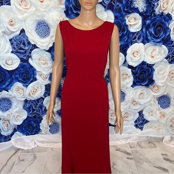 Adrianna Papell Boat Neck Sleeveless Cowl Back Stretch Metallic Jersey K… - Picture 5 of 14